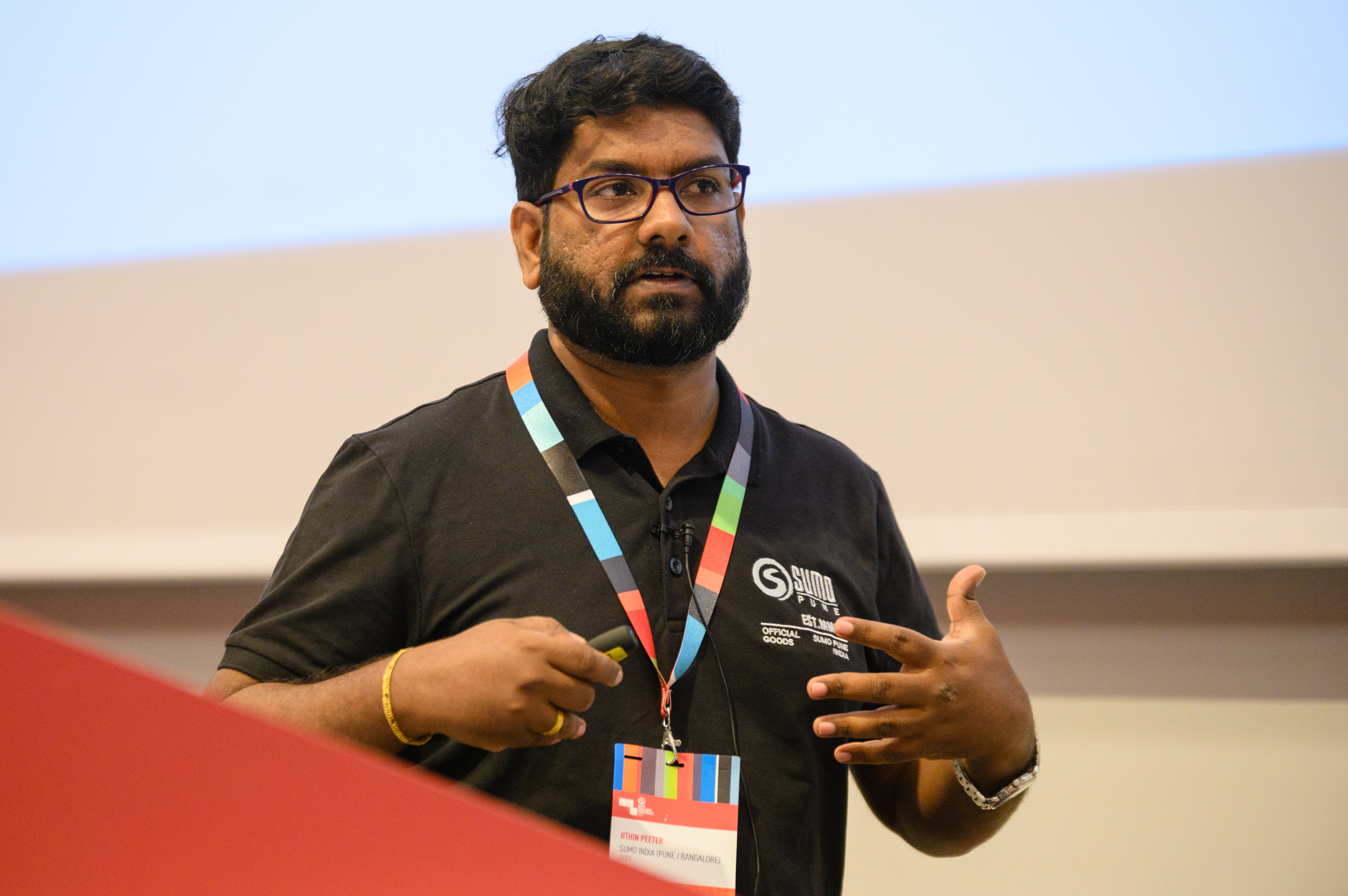 Sumo India Studios' Principal Programmer&nbsp;Jithin Peter during his talk at SDC 2022